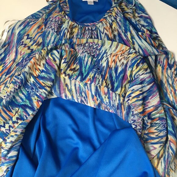 Bisou Bisou Sleeveless Multicolor Lined Overlay Dress Size 4 - Picture 9 of 10